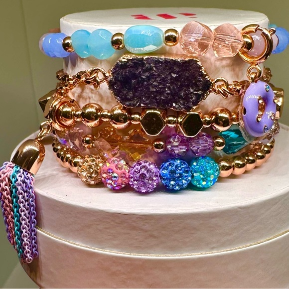 bomb party Jewelry - Very RARE Bomb Party Spring Stack ✨SPARKLING DONUT DREAMSICLE✨ 5-Bracelet Stack